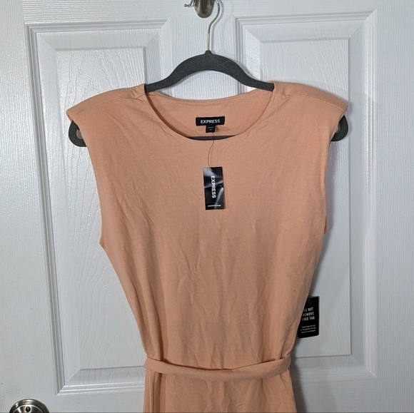 NWT Express Tie-Waist Peachy Padded Shoulder‎ Midi Tank Dress Size XS - Picture 4 of 7
